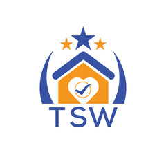 TSW House logo Letter logo and star icon. Blue vector image on white background. KJG house Monogram home logo picture design and best business icon. 
