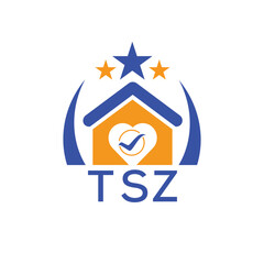 TSZ House logo Letter logo and star icon. Blue vector image on white background. KJG house Monogram home logo picture design and best business icon. 
