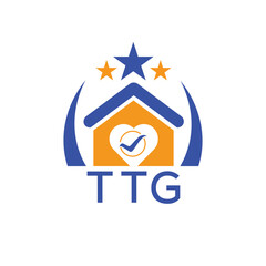 TTG House logo Letter logo and star icon. Blue vector image on white background. KJG house Monogram home logo picture design and best business icon. 
