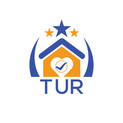TUR House logo Letter logo and star icon. Blue vector image on white background. KJG house Monogram home logo picture design and best business icon. 
