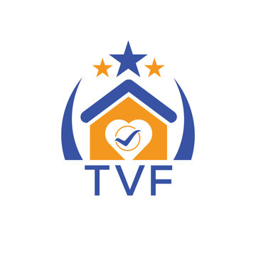 TVF House logo Letter logo and star icon. Blue vector image on white background. KJG house Monogram home logo picture design and best business icon. 

