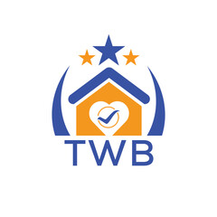 TWB House logo Letter logo and star icon. Blue vector image on white background. KJG house Monogram home logo picture design and best business icon. 
