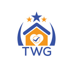 TWG House logo Letter logo and star icon. Blue vector image on white background. KJG house Monogram home logo picture design and best business icon. 
