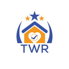 TWR House logo Letter logo and star icon. Blue vector image on white background. KJG house Monogram home logo picture design and best business icon. 
