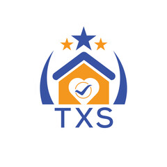 TXS House logo Letter logo and star icon. Blue vector image on white background. KJG house Monogram home logo picture design and best business icon. 
