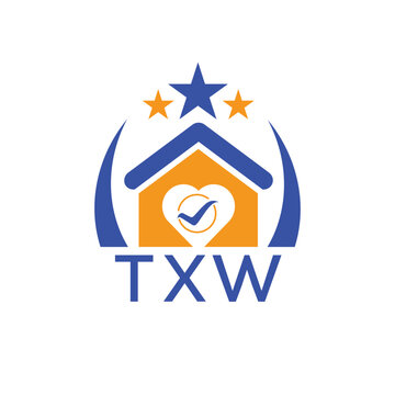 TXW House logo Letter logo and star icon. Blue vector image on white background. KJG house Monogram home logo picture design and best business icon. 
