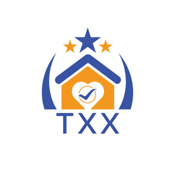 TXX House logo Letter logo and star icon. Blue vector image on white background. KJG house Monogram home logo picture design and best business icon. 
