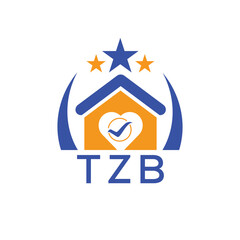TZB House logo Letter logo and star icon. Blue vector image on white background. KJG house Monogram home logo picture design and best business icon. 
