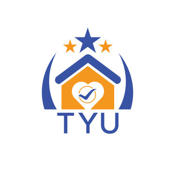 TYU House logo Letter logo and star icon. Blue vector image on white background. KJG house Monogram home logo picture design and best business icon. 
