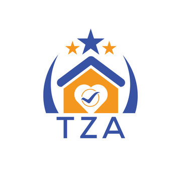TZA House logo Letter logo and star icon. Blue vector image on white background. KJG house Monogram home logo picture design and best business icon. 
