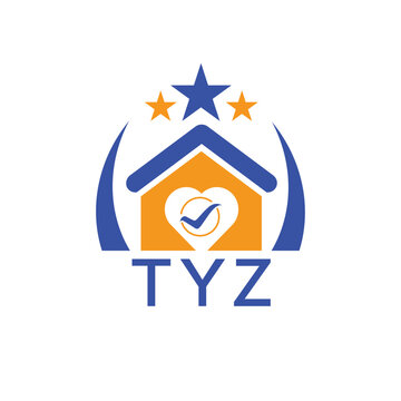 TYZ House logo Letter logo and star icon. Blue vector image on white background. KJG house Monogram home logo picture design and best business icon. 
