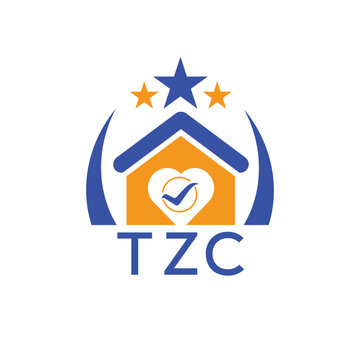 TZC House logo Letter logo and star icon. Blue vector image on white background. KJG house Monogram home logo picture design and best business icon. 
