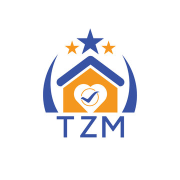 TZM House logo Letter logo and star icon. Blue vector image on white background. KJG house Monogram home logo picture design and best business icon. 
