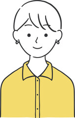 オフィスカジュアルな服装のショートヘア女性のイラスト