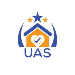 UAS House logo Letter logo and star icon. Blue vector image on white background. KJG house Monogram home logo picture design and best business icon. 
