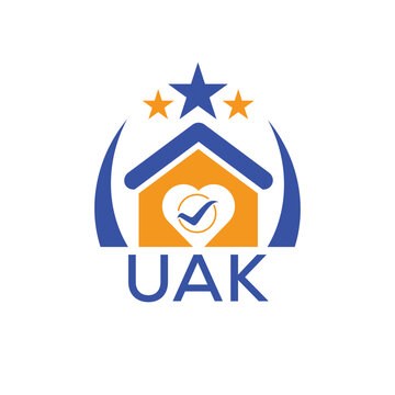 UAK House logo Letter logo and star icon. Blue vector image on white background. KJG house Monogram home logo picture design and best business icon. 
