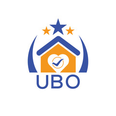 UBO House logo Letter logo and star icon. Blue vector image on white background. KJG house Monogram home logo picture design and best business icon. 
