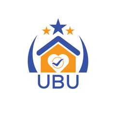 UBU House logo Letter logo and star icon. Blue vector image on white background. KJG house Monogram home logo picture design and best business icon. 
