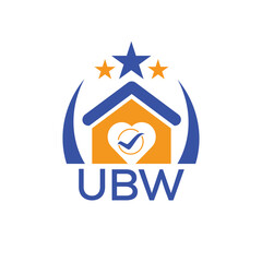 UBW House logo Letter logo and star icon. Blue vector image on white background. KJG house Monogram home logo picture design and best business icon. 
