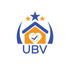 UBV House logo Letter logo and star icon. Blue vector image on white background. KJG house Monogram home logo picture design and best business icon. 
