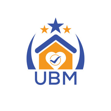 UBM House logo Letter logo and star icon. Blue vector image on white background. KJG house Monogram home logo picture design and best business icon. 
