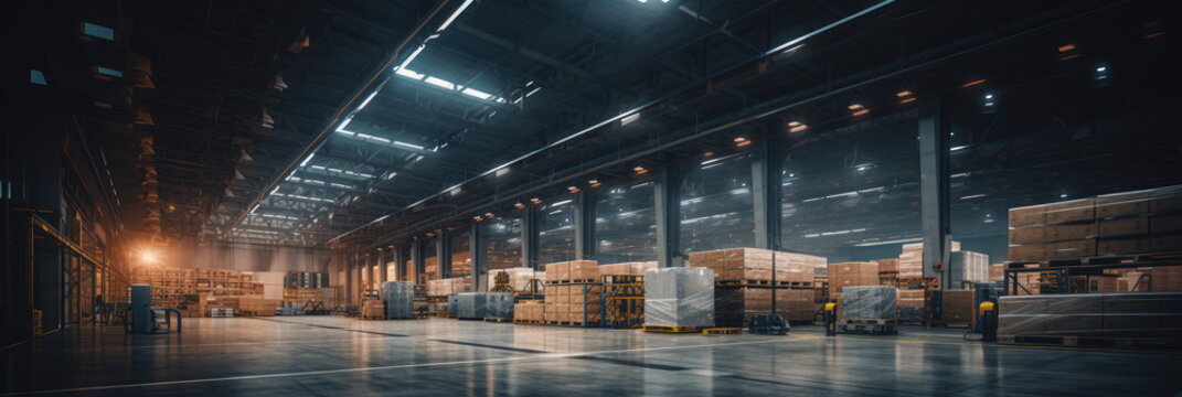 logistics center or warehouse in realistic colors. 