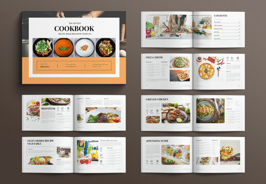 Recipe Book Cookbook Template Brochure Layout Landscape