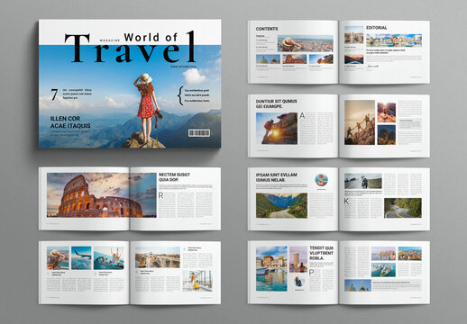 Travel Magazine Layout Design Template Landscape