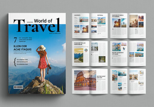 Travel Magazine Layout Design Template
