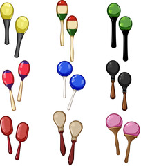 maracas set cartoon. mexican percussion, maracas latin, mexico music maracas sign. isolated symbol vector illustration