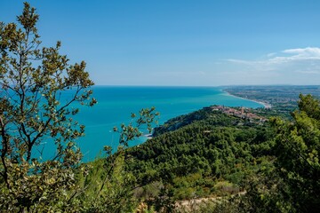 View of the Conero Riviera in the Marche region, Italy