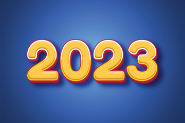 3D new year 2023 yellow and blue background design