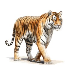 Siberian Tiger isolated on white background. AI generated Image