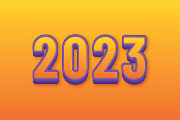 3D new year 2023 yellow and orange colour background design