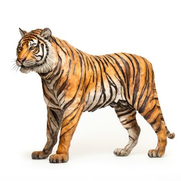 Siberian Tiger isolated on white background. AI generated Image