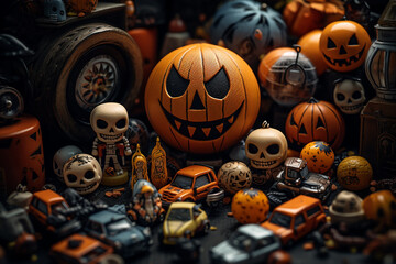 Generative AI Image of Scary Halloween Car Ball Toys Collection