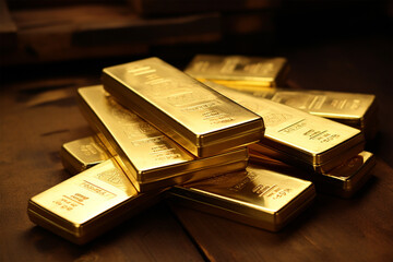 Radiant Gold Bars: Emanating Opulence and Financial Security