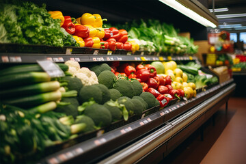 Explore a vibrant grocery aisle filled with fresh produce and wholesome foods, beginning a mindful journey for optimal gut health