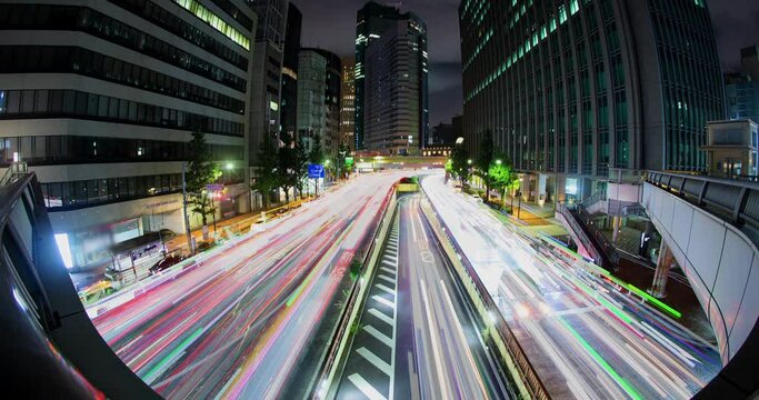 Night Highway Traffic Light Trails City Surreal Futuristic Tokyo