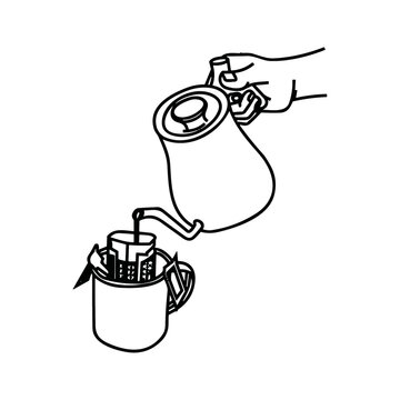 Drip Coffee Bag Brewing pour over Illustration