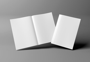White blank A4 magazine Mockup isolated on grey 3D rendering