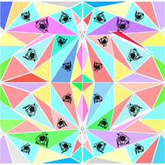 design template with geometric triangle graphics illustration colorful and flowers