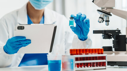 Close up scientist conducting precise virus lab test, scientific methodology, microbiologist conducting virus detection and testing in progress