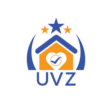 UVZ House logo Letter logo and star icon. Blue vector image on white background. KJG house Monogram home logo picture design and best business icon. 
