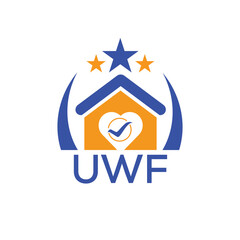 UWF House logo Letter logo and star icon. Blue vector image on white background. KJG house Monogram home logo picture design and best business icon. 
