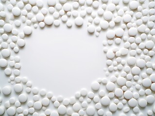 White Capsule and Tablet on a White Background with Copyspace. A Scattered Composition Style with Optical Effects, Reflecting the Bright Advances in Healthcare and Medicine