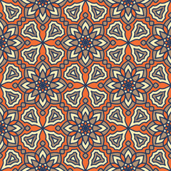 Ethnic Floral Seamless Pattern With Mandalas