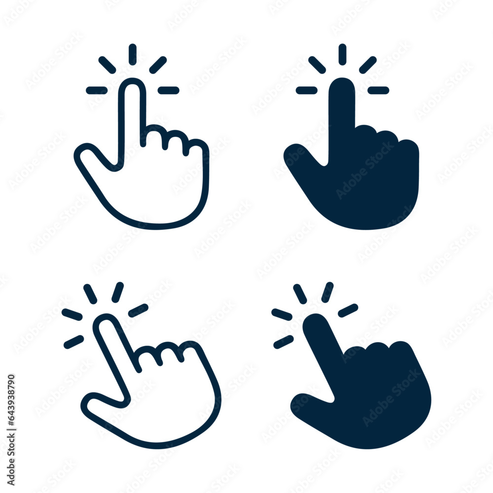 Poster clicking finger icon. hand pointer vector. finger cursor pointer vector.
