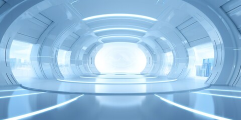 Obraz premium Spaceship corridor concept. Fantastic future interior