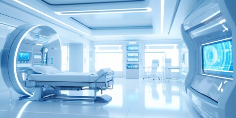 Modern interior of futuristic clinic or lab